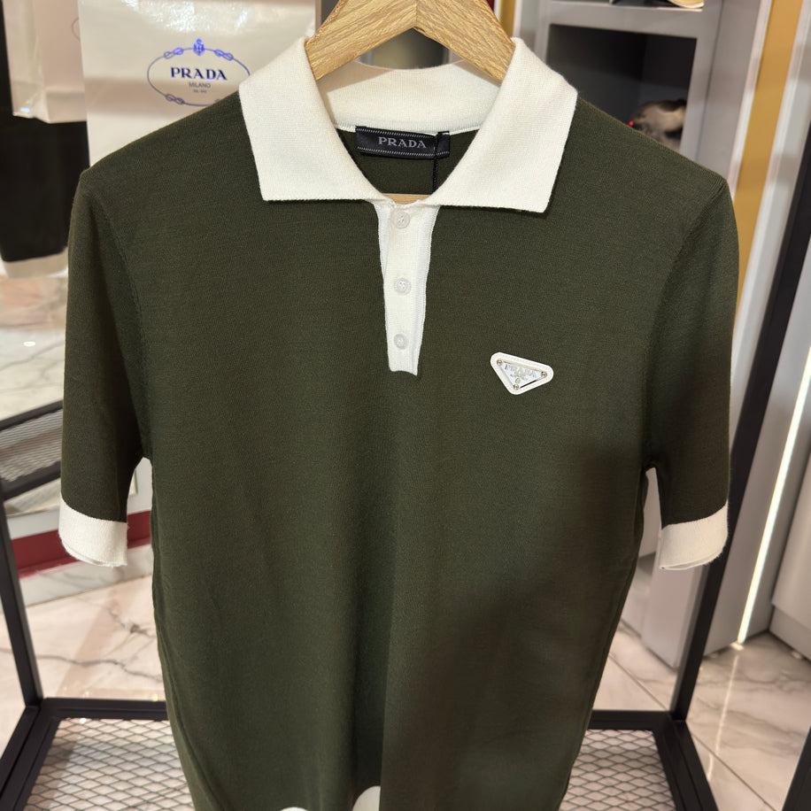 Prada Logo İşlemeli İthal Pamuk Kumaş Triko