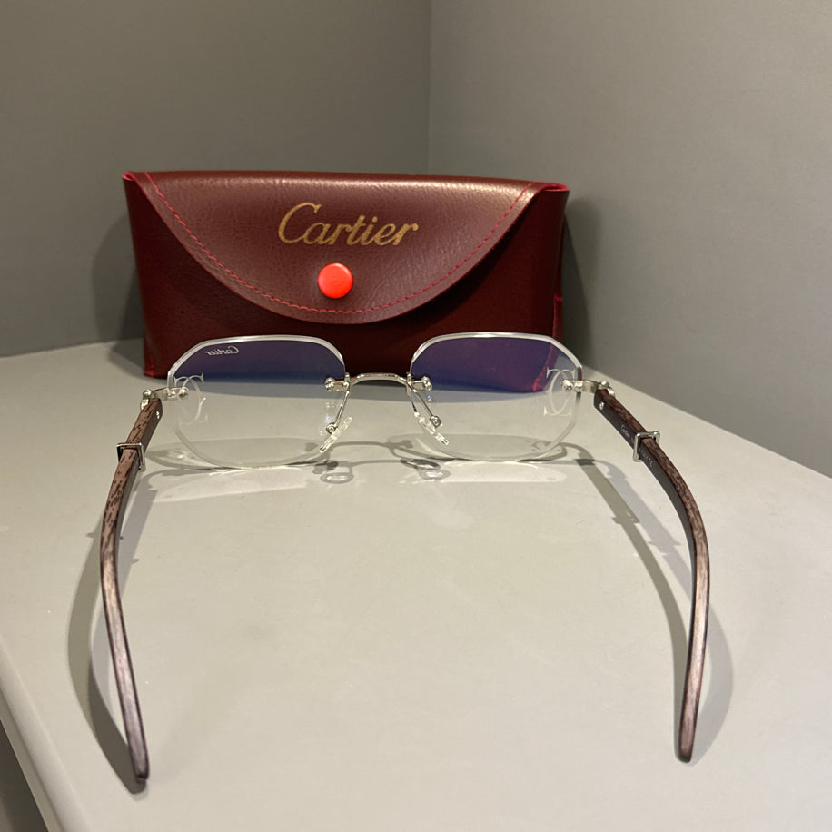 Cartier Unisex Gözlük ( Seffaf Cam Ahşap Sap)