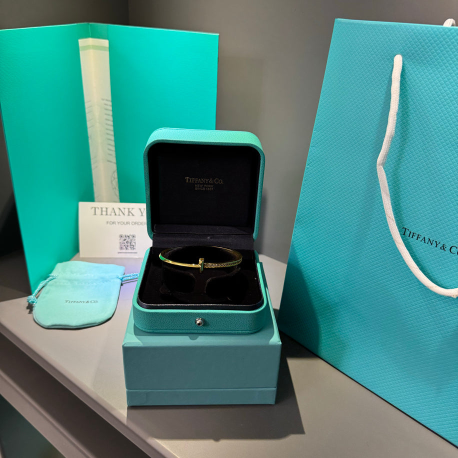 Tiffany T Gold Yarım Taşlı ( İnce ) Bileklik