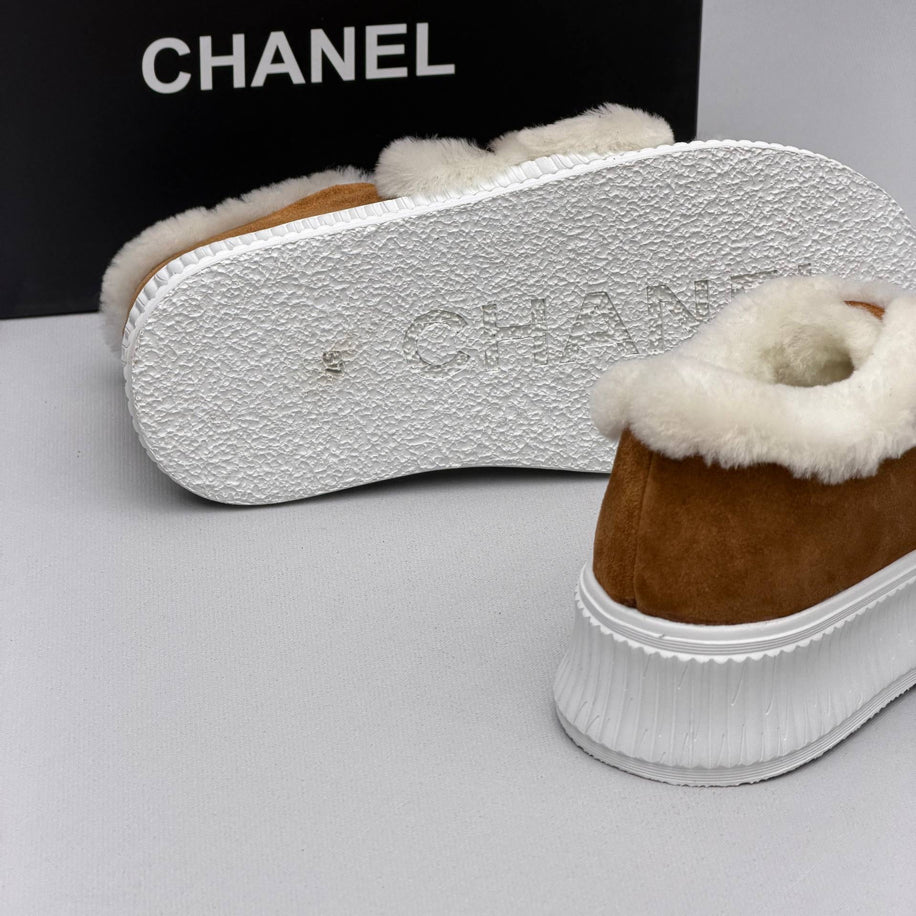 Chanel Shearling Strap Sneaker