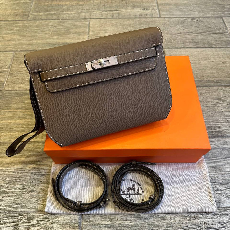 Hermes Kelly Depeches Étoupe 25 Pouch