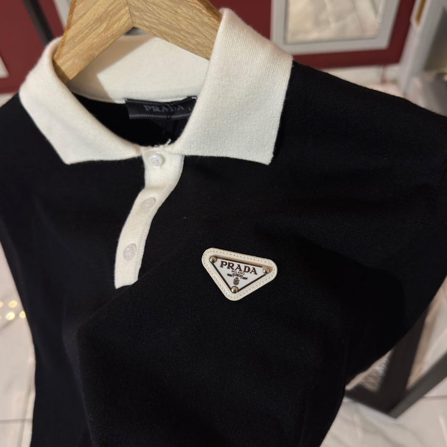 Prada Logo İşlemeli İthal Pamuk Kumaş Triko