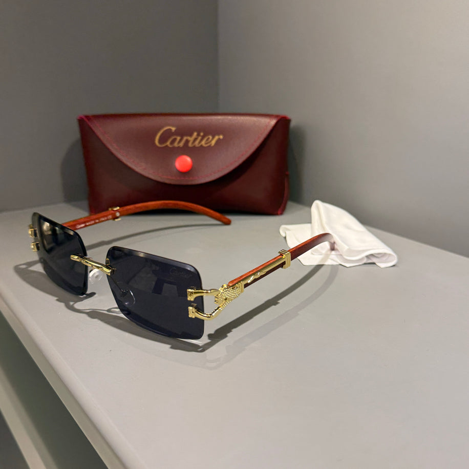 Cartier Unisex Gözlük ( Siyah Cam Ahşap Sap)