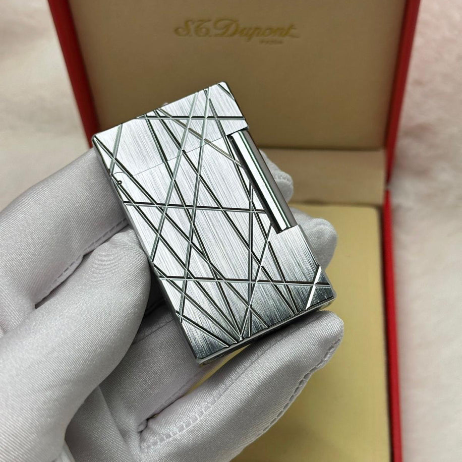 S.T. Dupont LIGNE 2 Full Silver Stripe Lighter