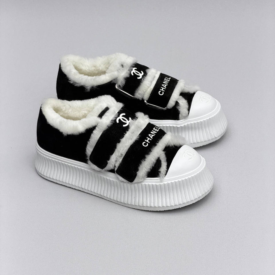 Chanel Shearling Strap Sneaker