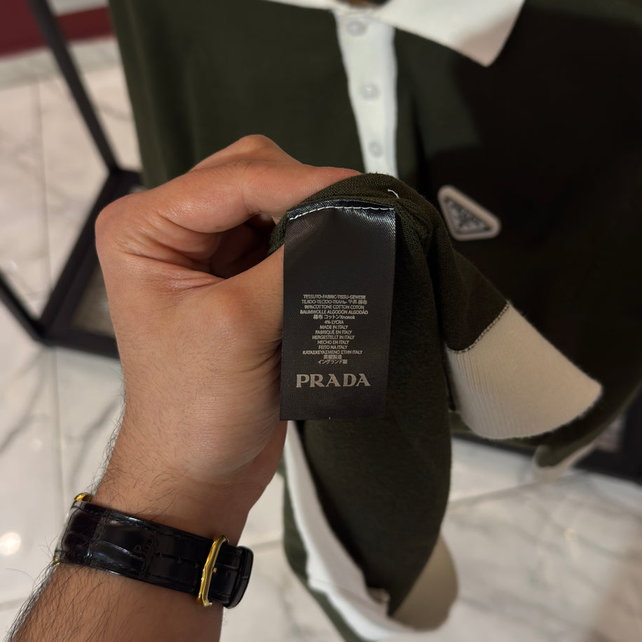 Prada Logo İşlemeli İthal Pamuk Kumaş Triko