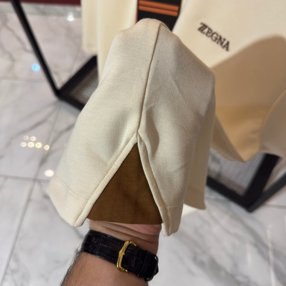 Zegna Logo Detaylı İthal Kumaş Bisiklet Yaka T-Shirt