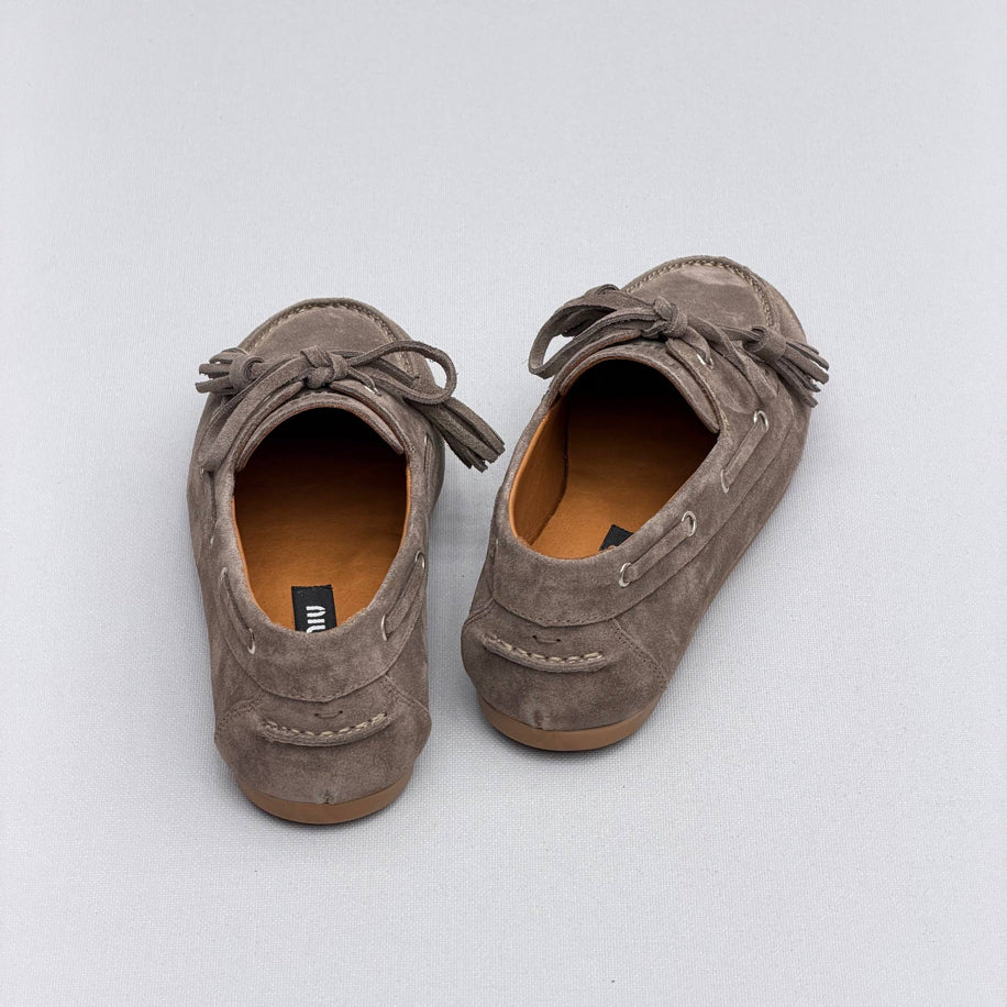 Miu Miu Suede Tassel Lace-Up Loafer
