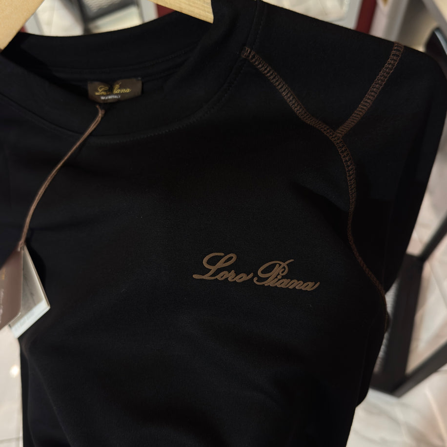 Loro Piana Logo Detaylı İthal Kumaş Bisiklet Yaka T-shirt
