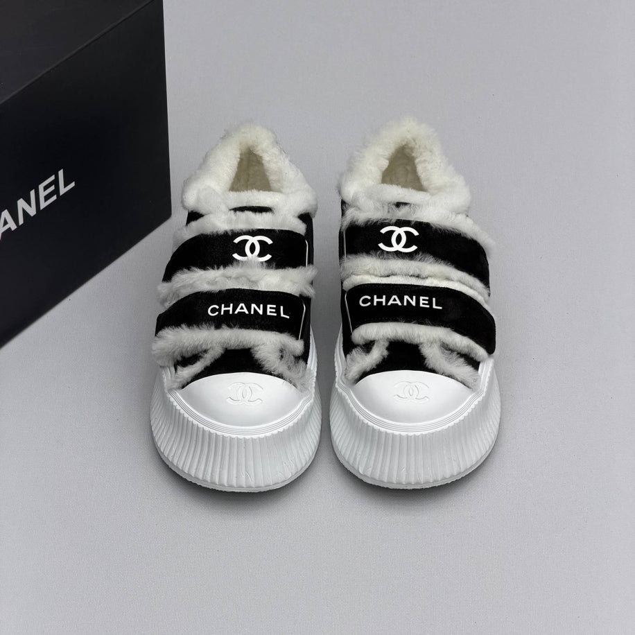 Chanel Shearling Strap Sneaker
