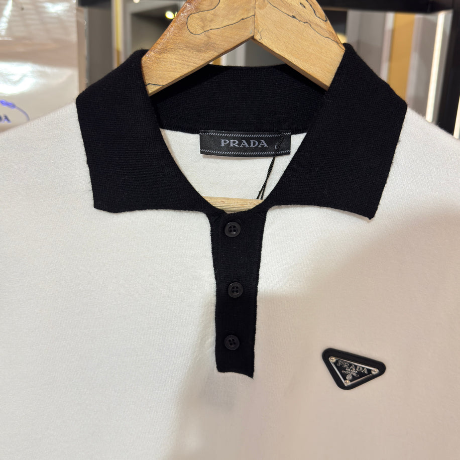 Prada Logo İşlemeli İthal Pamuk Kumaş Triko