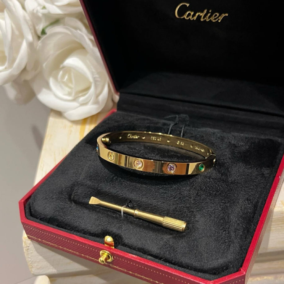 Cartier Love Rainbow Taşlı (Gold) Bileklik
