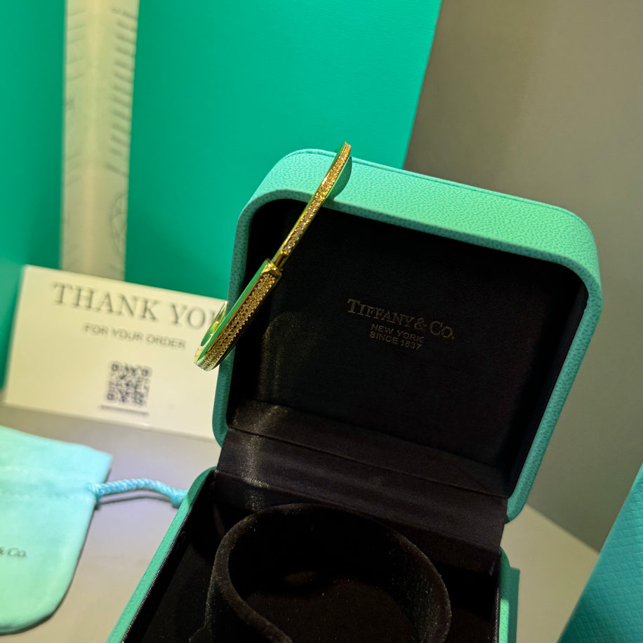 Tiffany Lock Gold Full Taşlı Bileklik