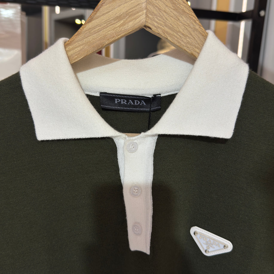 Prada Logo İşlemeli İthal Pamuk Kumaş Triko