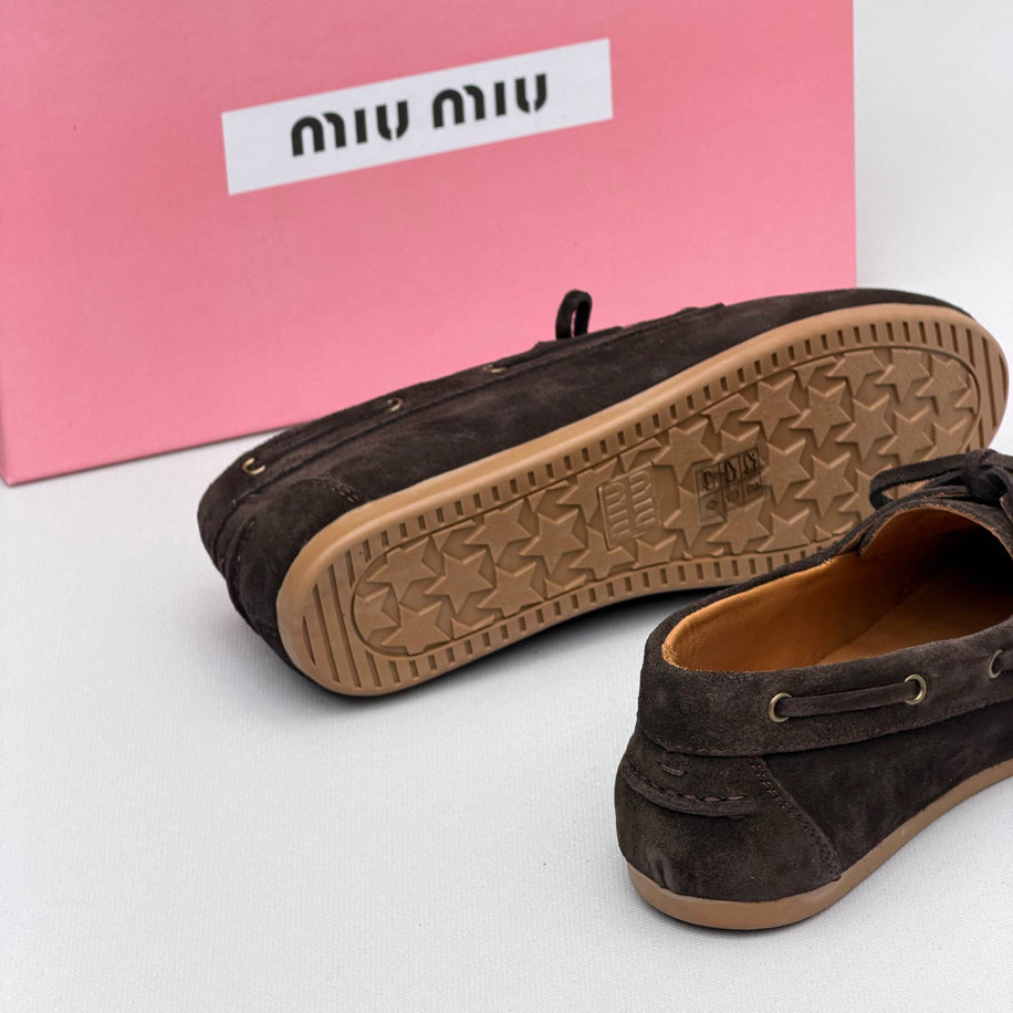 Miu Miu Suede Tassel Lace-Up Loafer