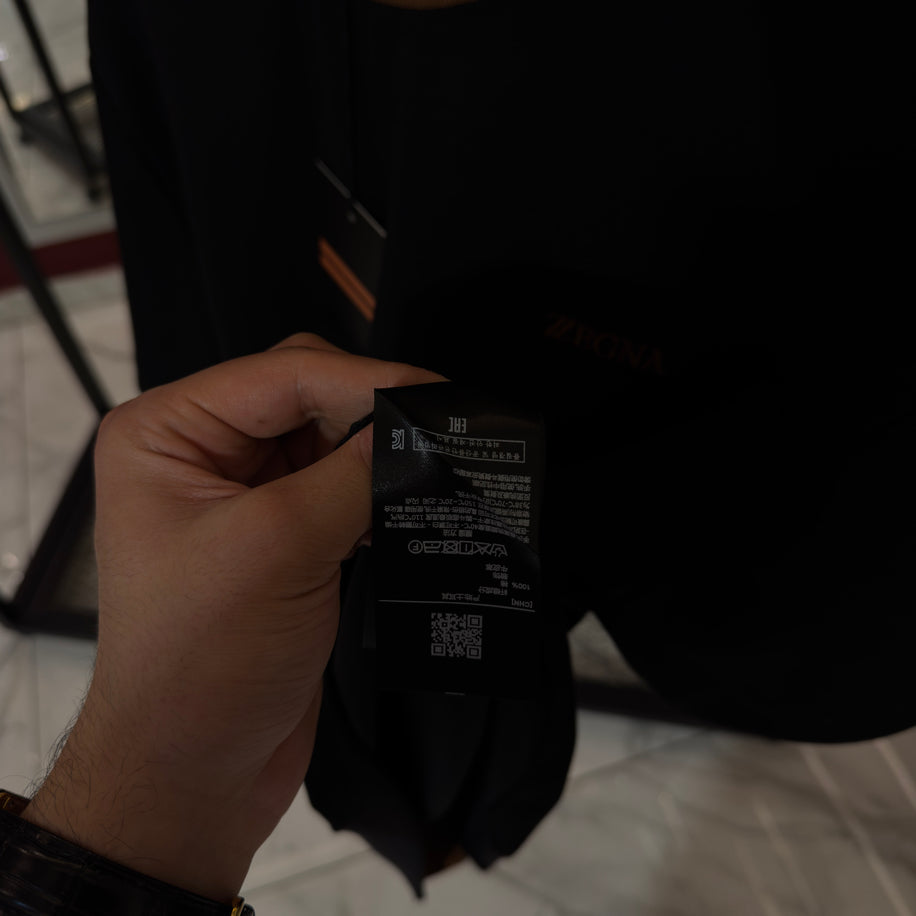 Zegna Logo Detaylı İthal Kumaş Bisiklet Yaka T-Shirt