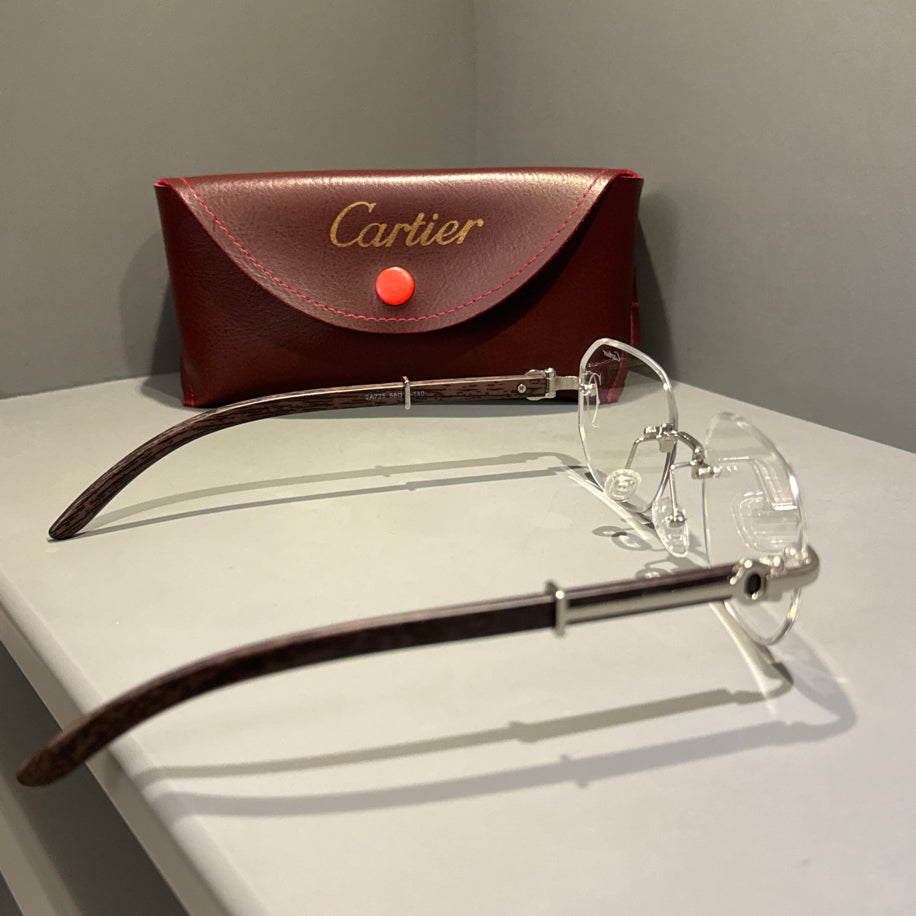 Cartier Unisex Gözlük ( Seffaf Cam Ahşap Sap)