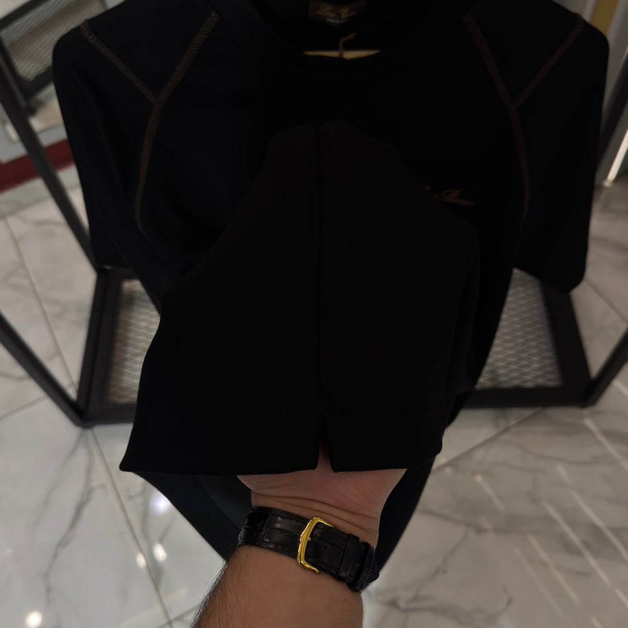 Loro Piana Logo Detaylı İthal Kumaş Bisiklet Yaka T-shirt