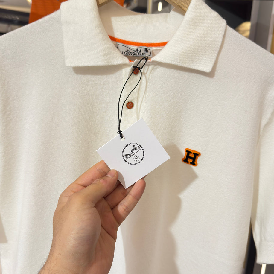 Hermes Logo İşlemeli İthal Pamuk Kumaş Triko