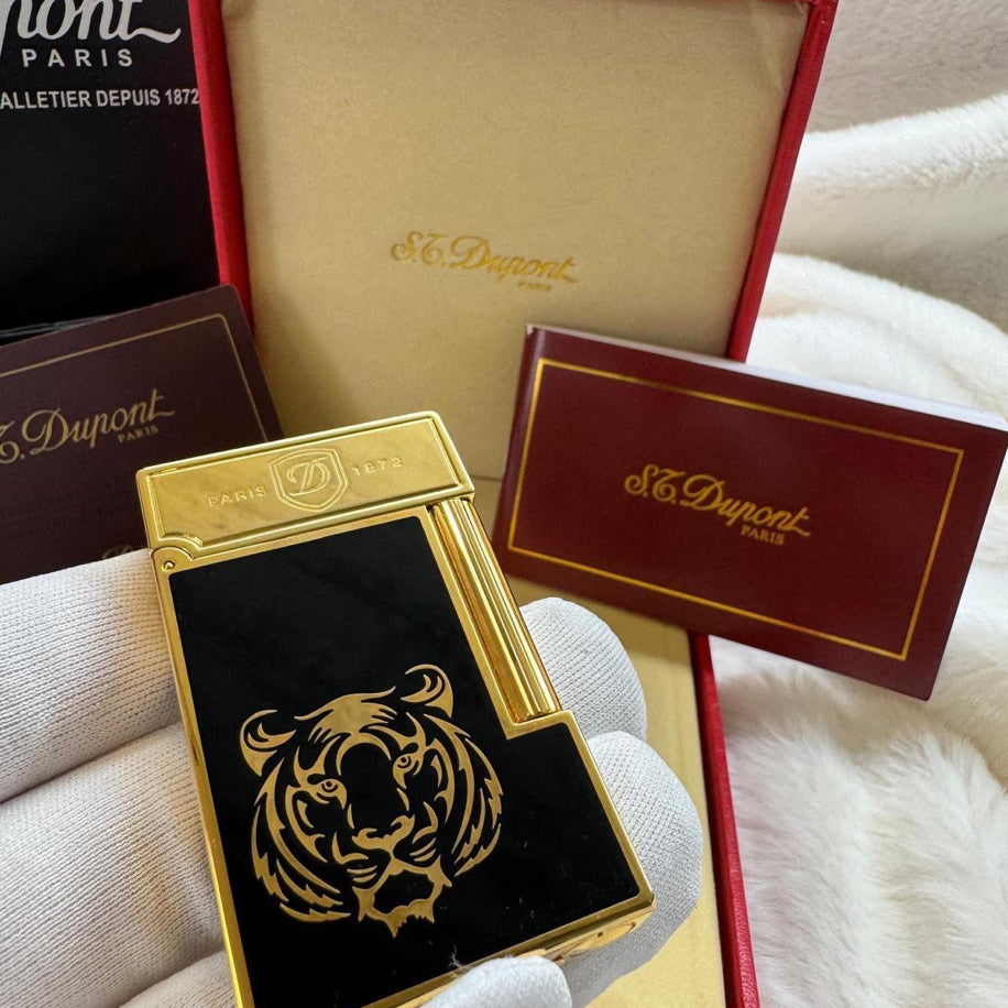 S.T. Dupont LIGNE 2 Gold Black Tiger Man Lighter