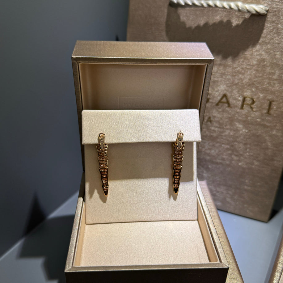 Bvlgari Serpenti Viper (Rose) Yarım Taşlı Küpe