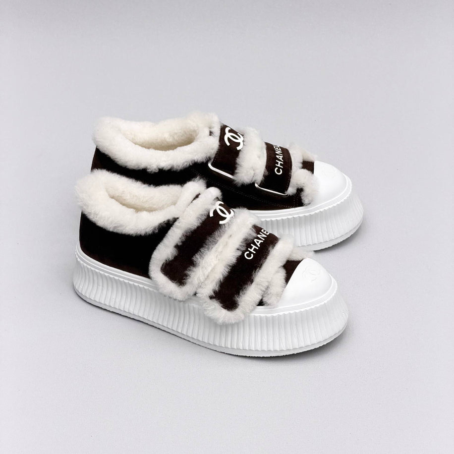 Chanel Shearling Strap Sneaker