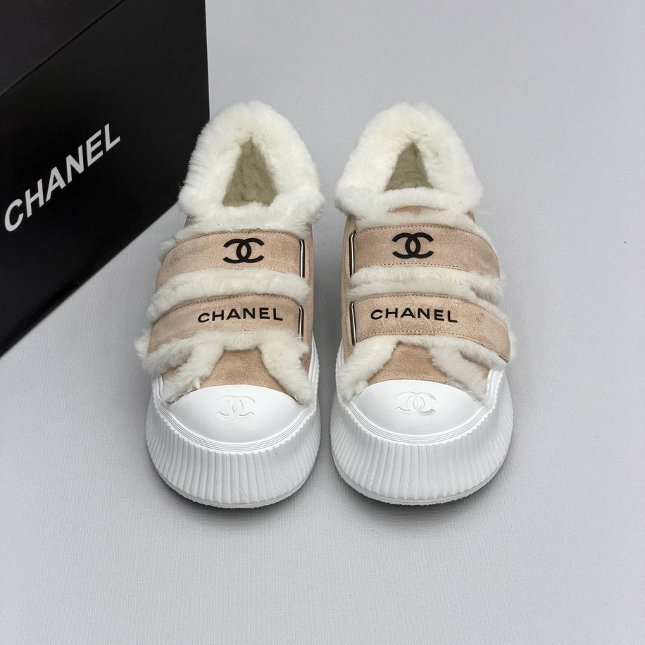 Chanel Shearling Strap Sneaker