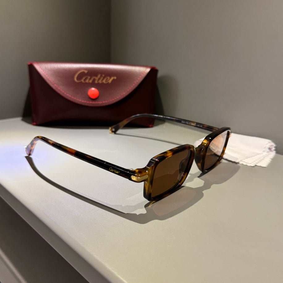 Cartier Unisex Gözlük ( Kahve Cam Leopar Desen Sap)