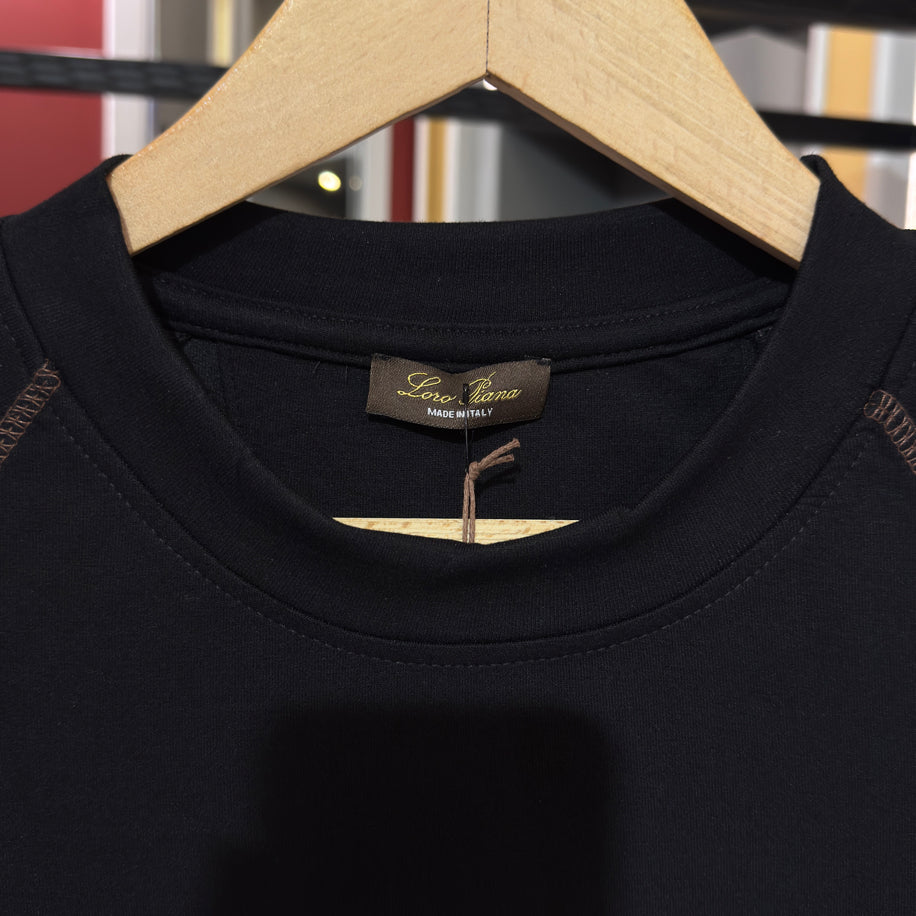 Loro Piana Logo Detaylı İthal Kumaş Bisiklet Yaka T-shirt