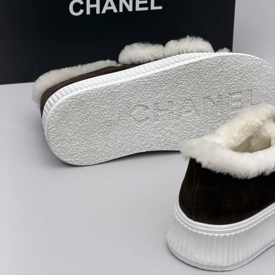 Chanel Shearling Strap Sneaker