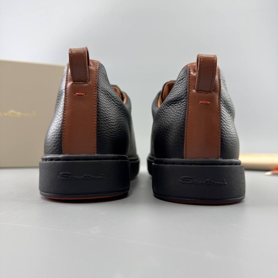 Santoni Leather Slip-On Sneaker