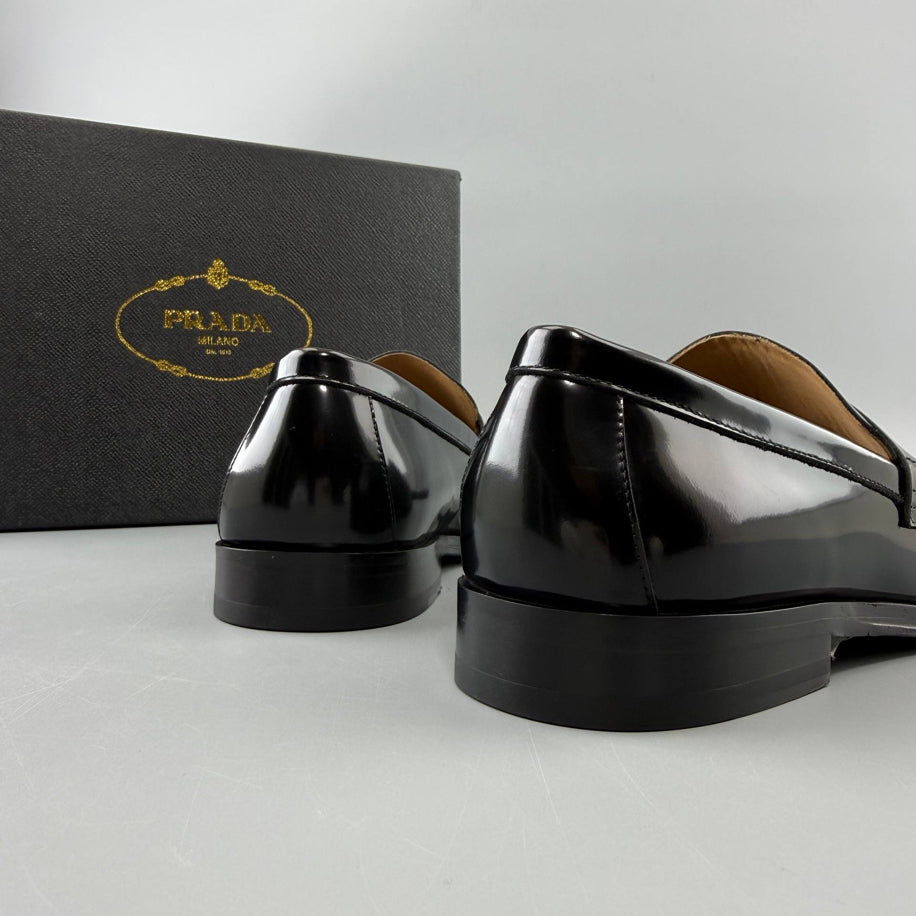Prada Brushed Leather Logo Loafer