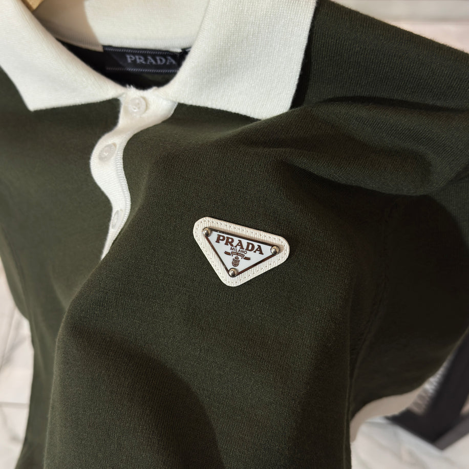 Prada Logo İşlemeli İthal Pamuk Kumaş Triko