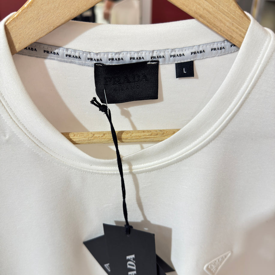 Prada Logo Detaylı İthal Kumaş T-Shirt