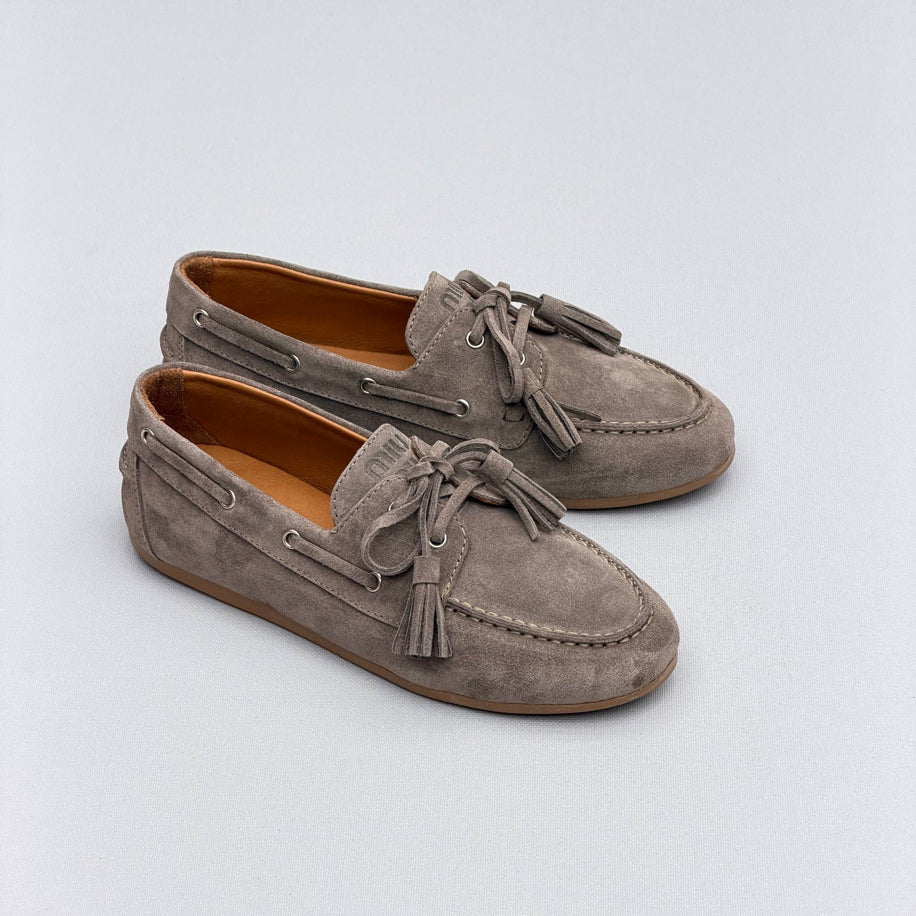 Miu Miu Suede Tassel Lace-Up Loafer