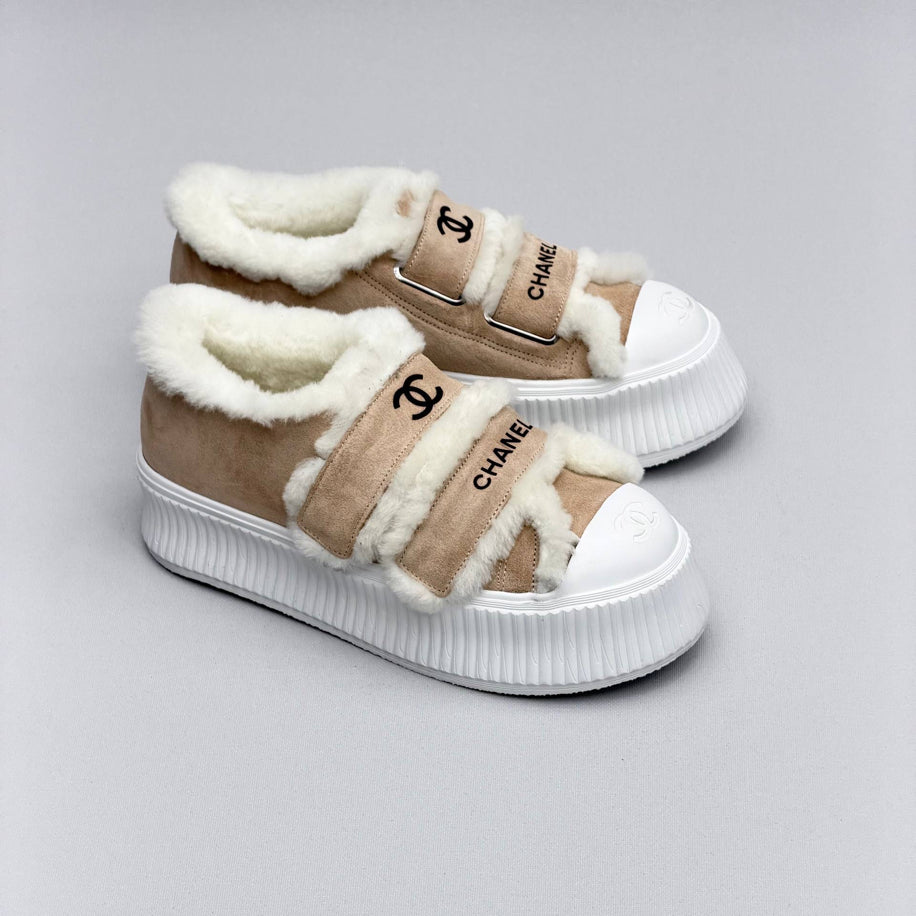 Chanel Shearling Strap Sneaker