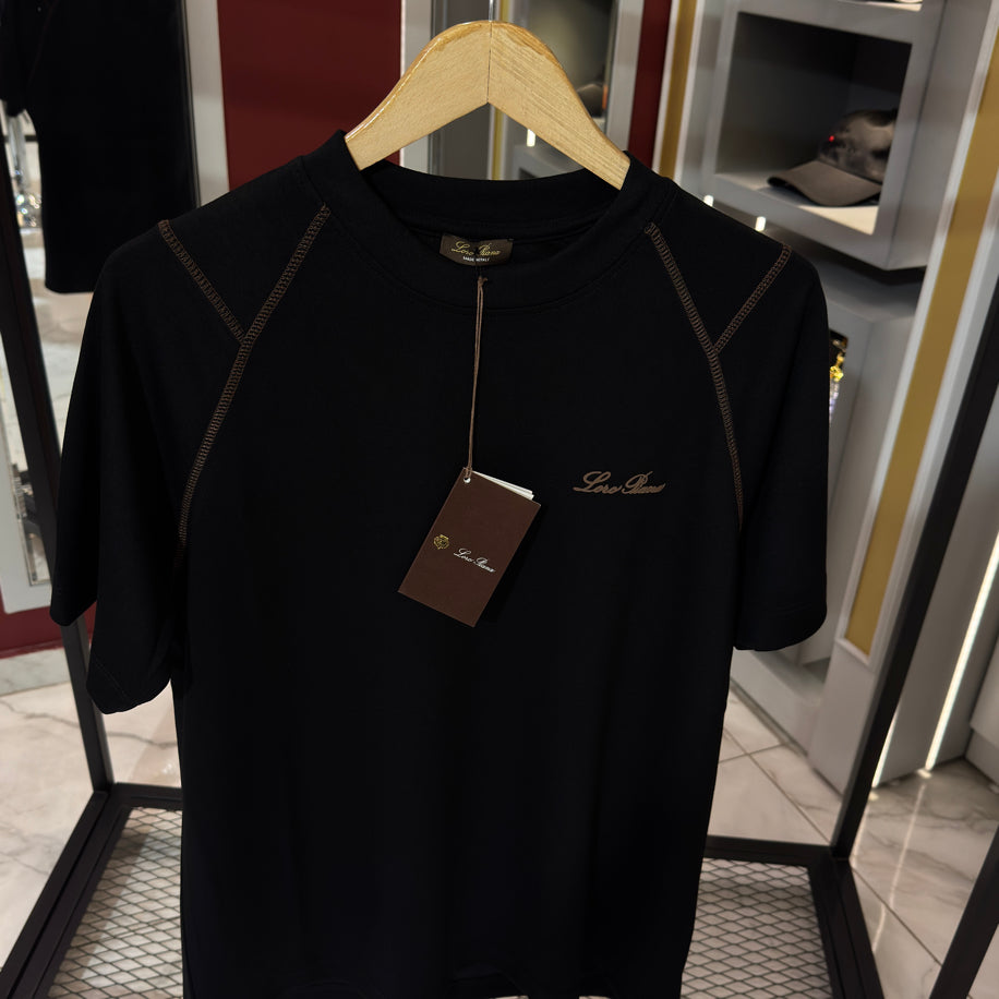Loro Piana Logo Detaylı İthal Kumaş Bisiklet Yaka T-shirt