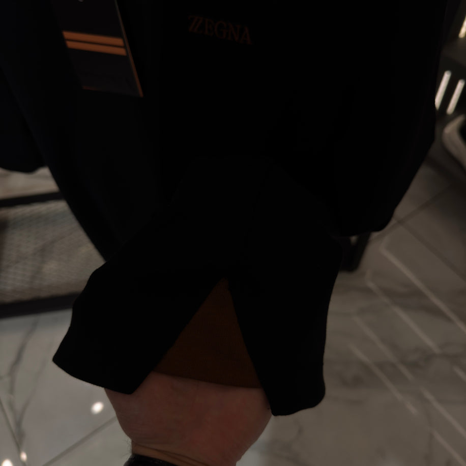 Zegna Logo Detaylı İthal Kumaş Bisiklet Yaka T-Shirt