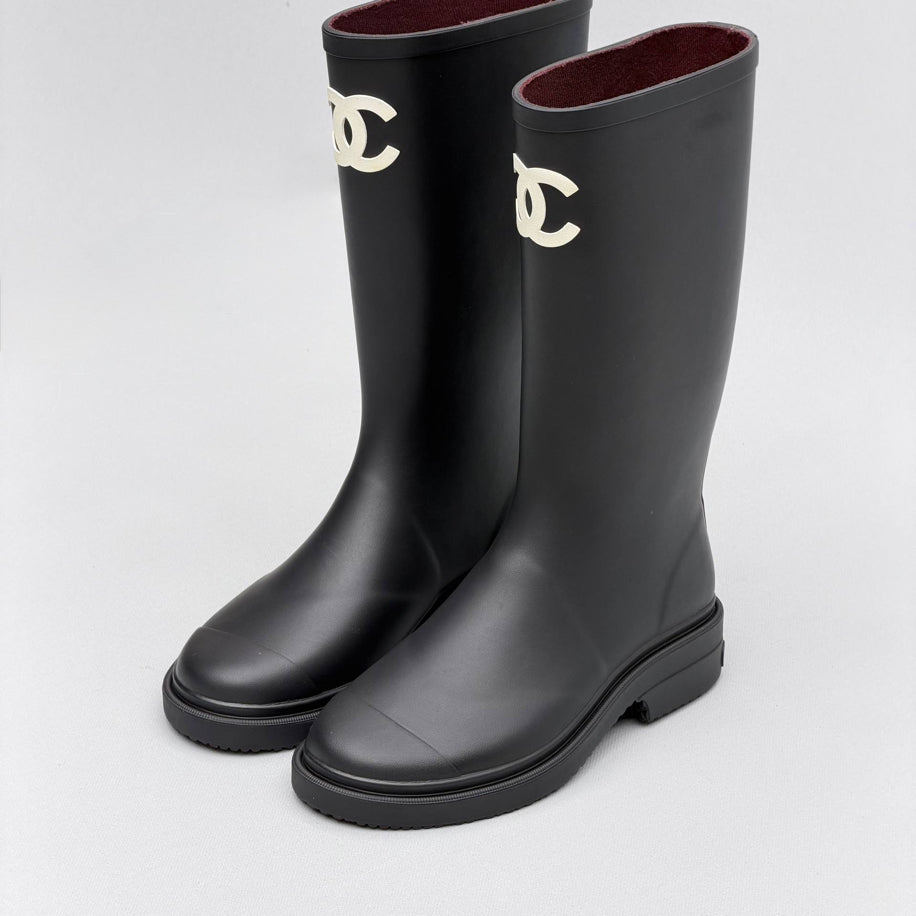 Chanel Rain Boots   Boot Black