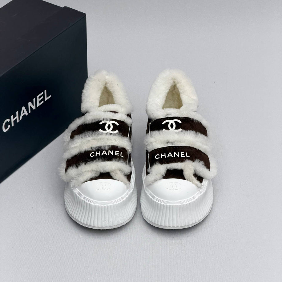 Chanel Shearling Strap Sneaker