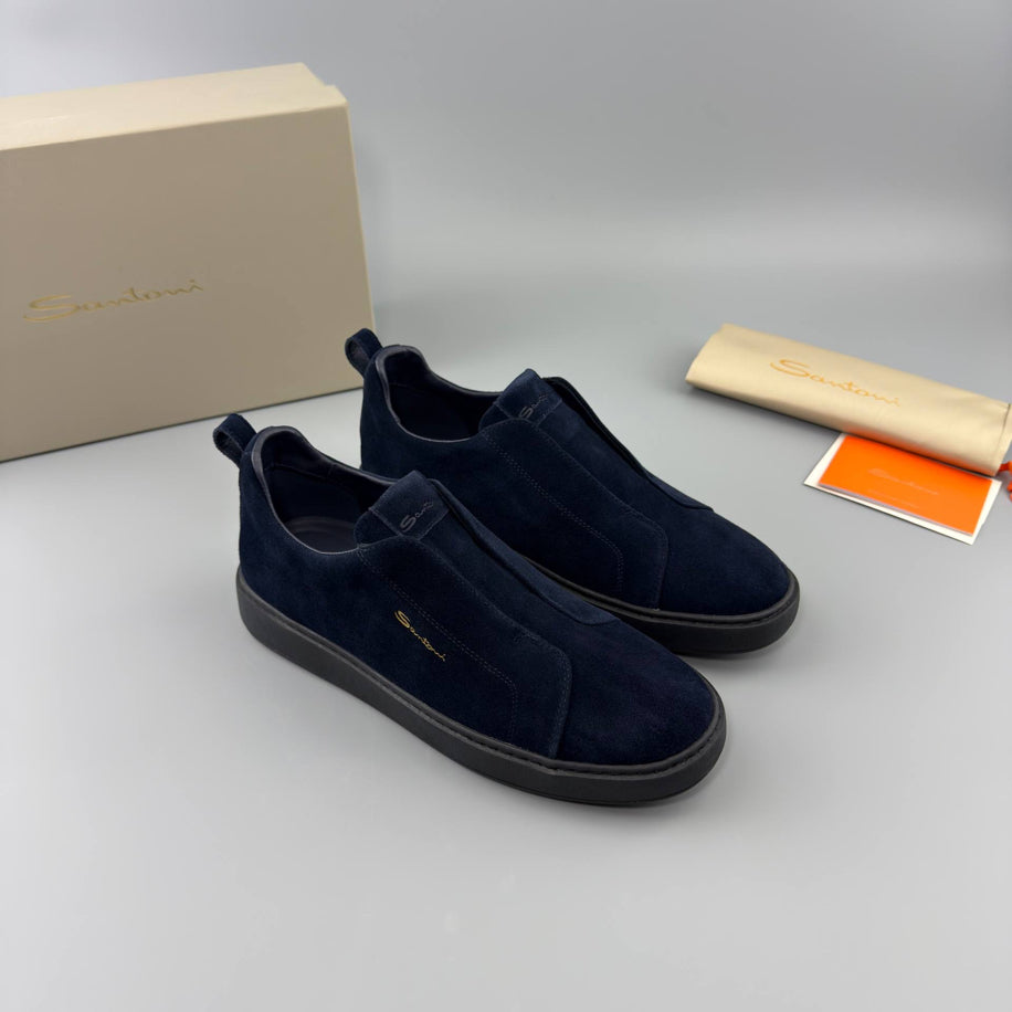 Santoni Suede Slip-On Sneakers