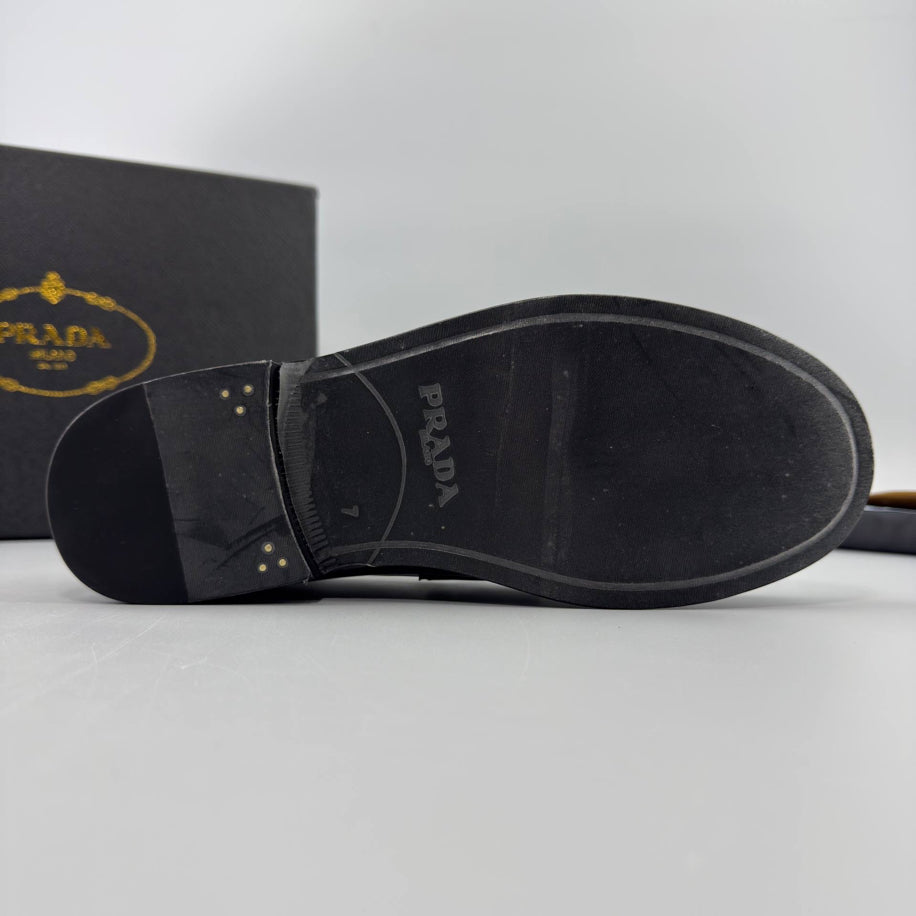 Prada Brushed Leather Logo Loafer