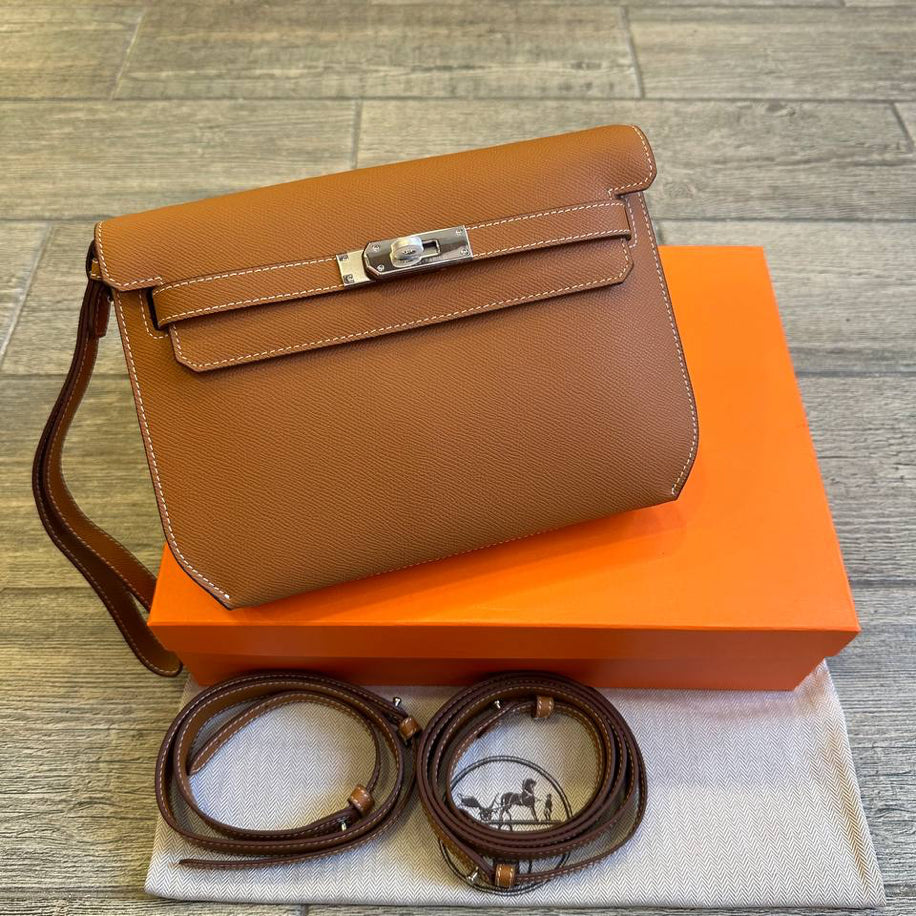 Hermes Kelly Depeches Gold 25 Pouch