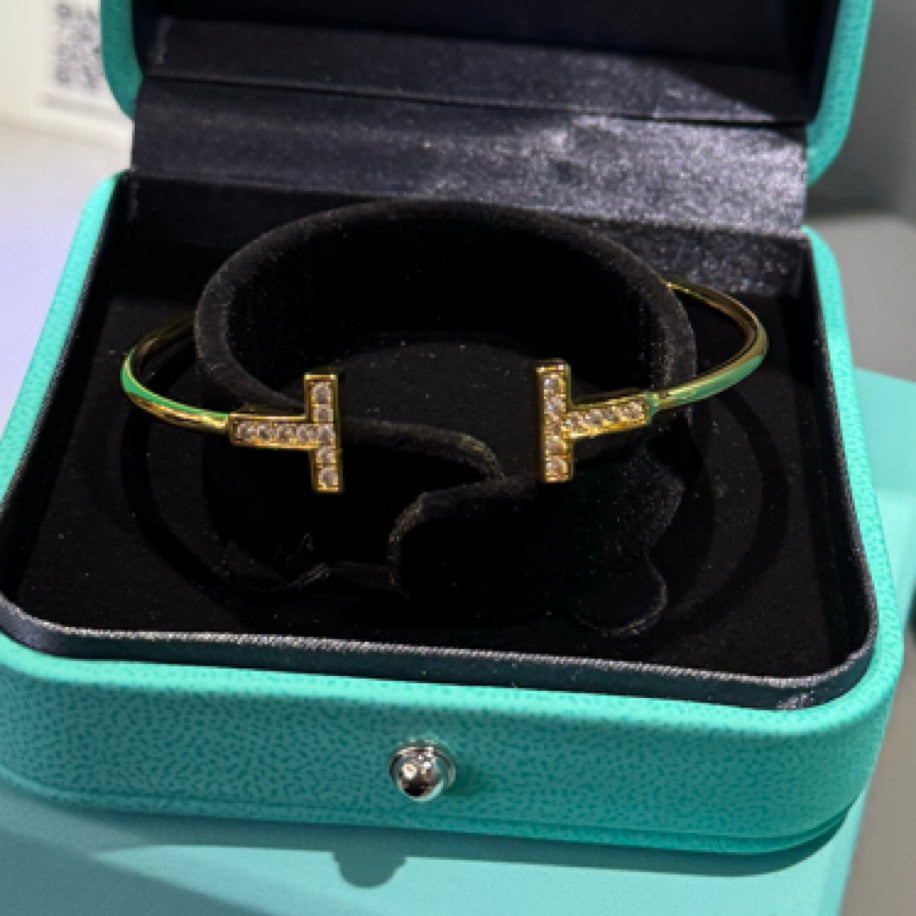 Tiffany T Gold Taşlı Bileklik
