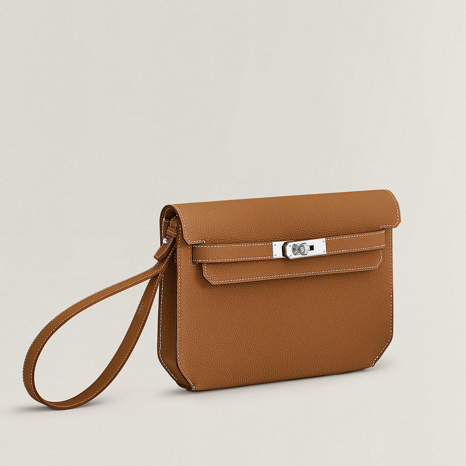 Hermes Kelly Depeches Gold 25 Pouch