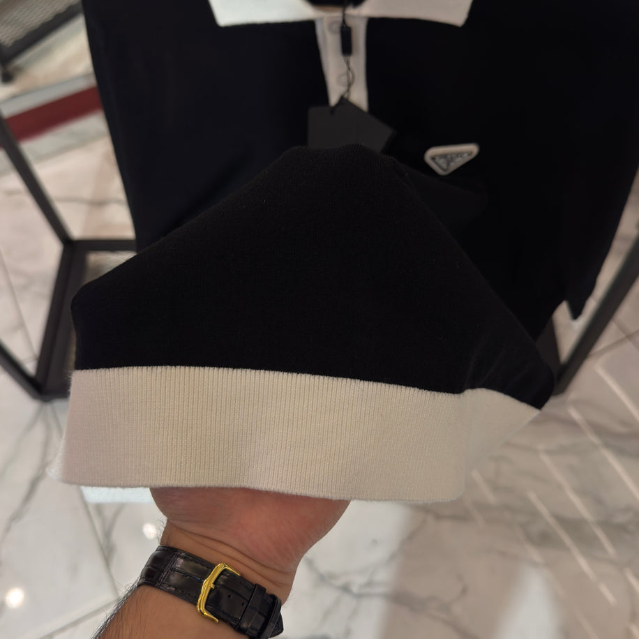 Prada Logo İşlemeli İthal Pamuk Kumaş Triko