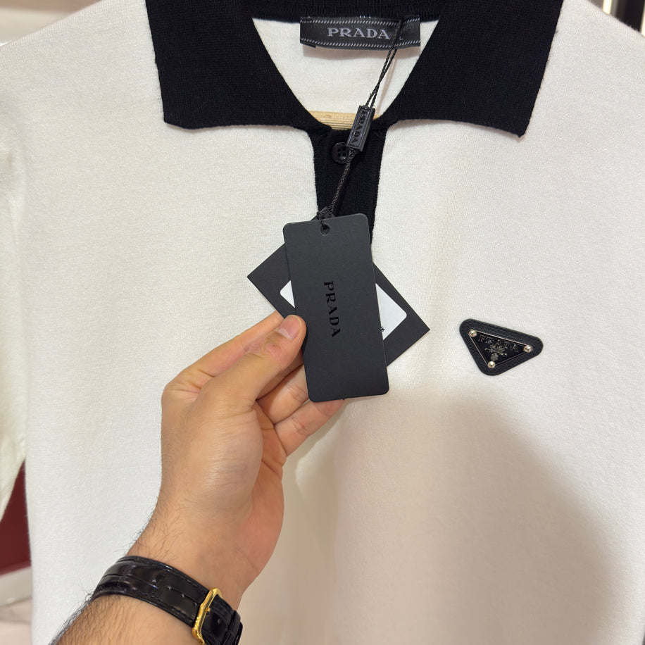 Prada Logo İşlemeli İthal Pamuk Kumaş Triko