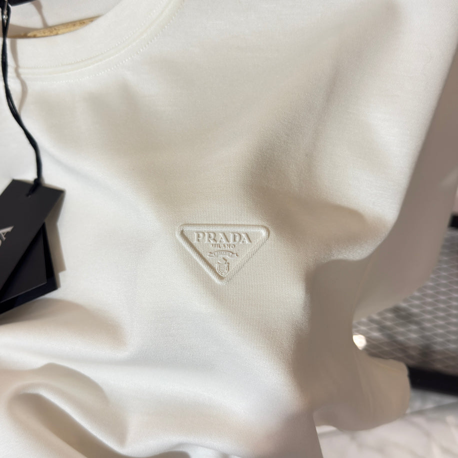 Prada Logo Detaylı İthal Kumaş T-Shirt