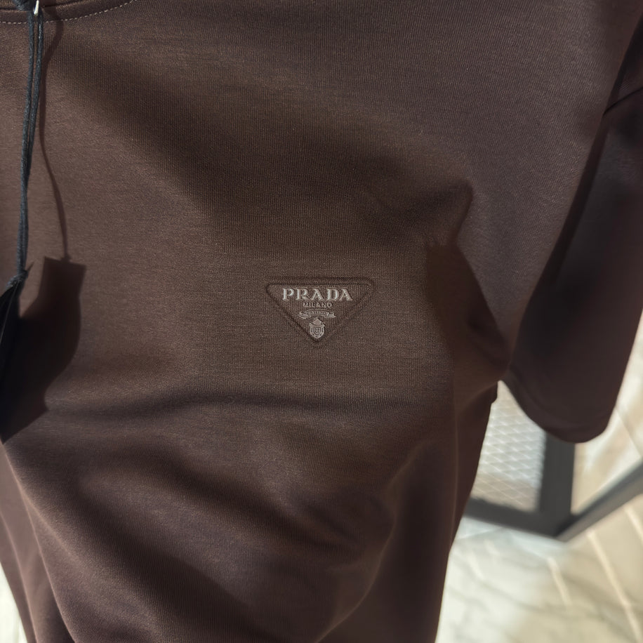 Prada Logo Detaylı İthal Kumaş T-Shirt