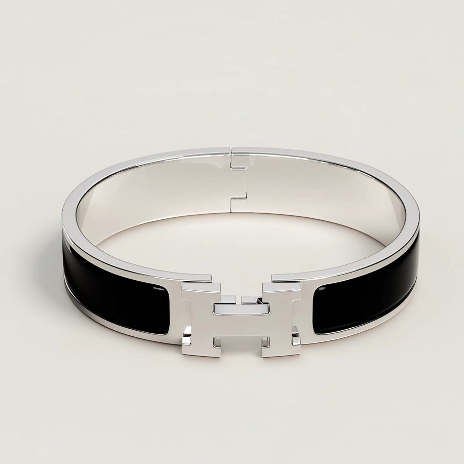 Hermes Unisex Bileklik ( Silver Black)